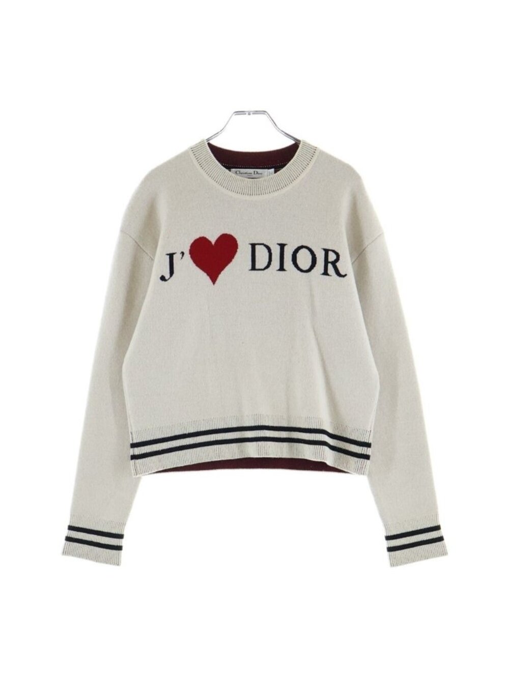 Dior Heart Logo Cashmere Knit Sweater White